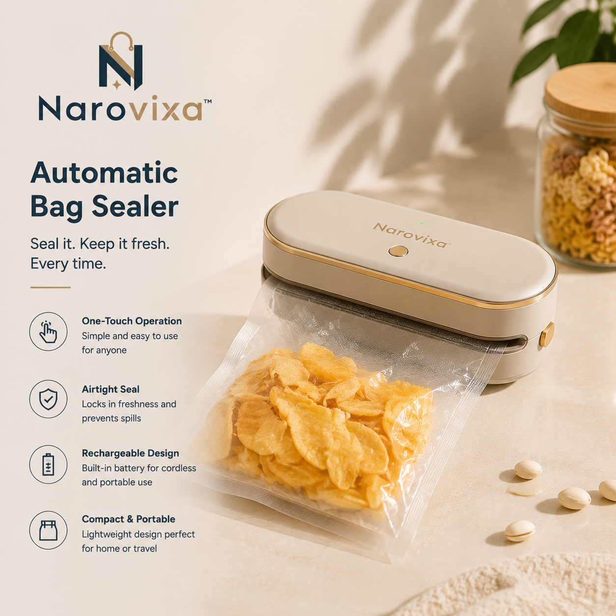 Narovixa™ FreshLock Mini Automatic Heat Seal System