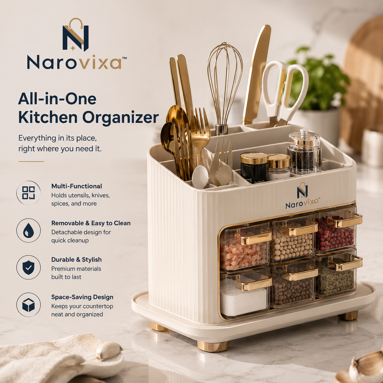 Narovixa™ ChefCore Modular Kitchen Command Organizer