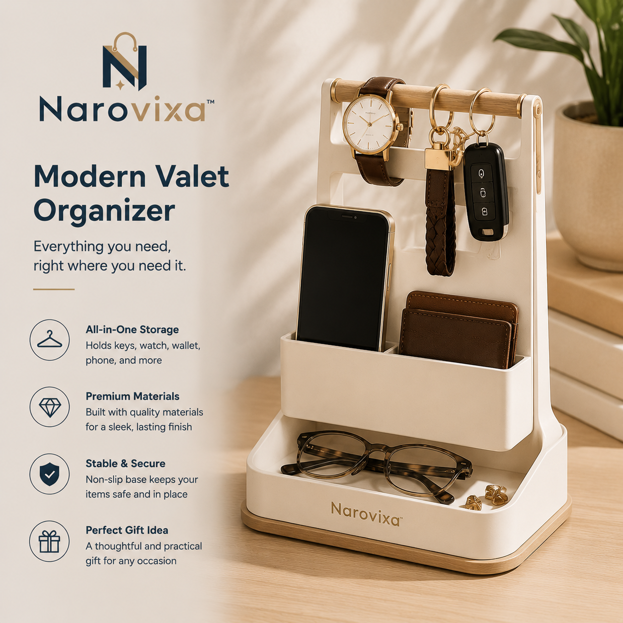 Narovixa™ UrbanKey Luxe Valet Dock Organizer