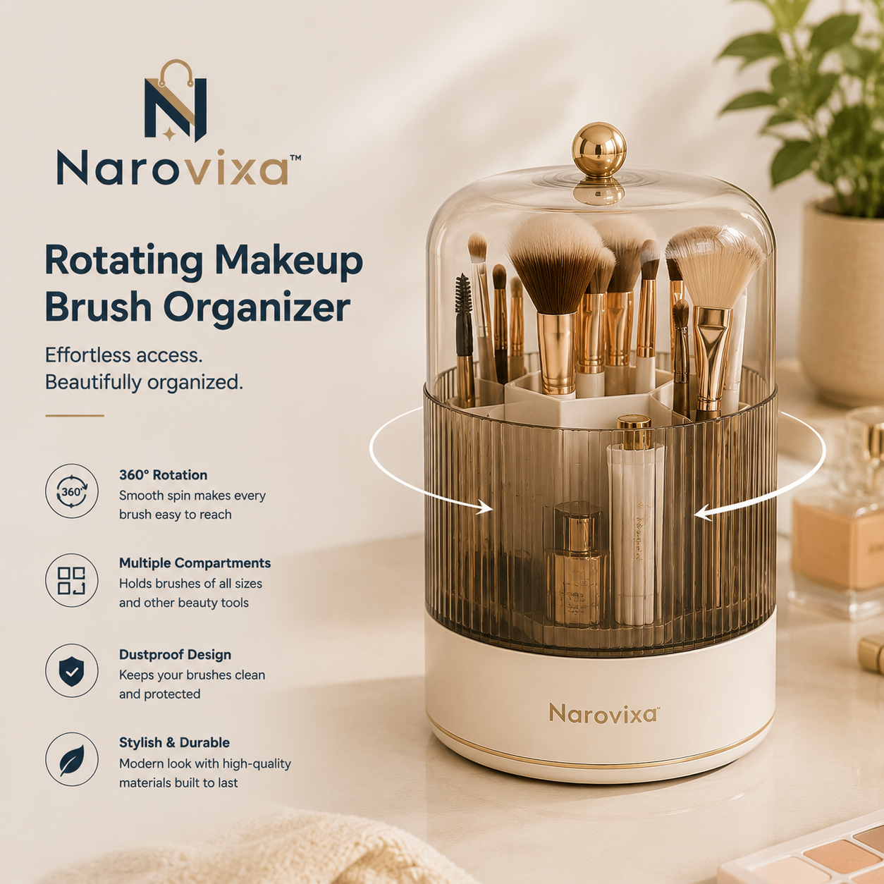 Narovixa™ CrystalSpin Vanity Capsule Organizer