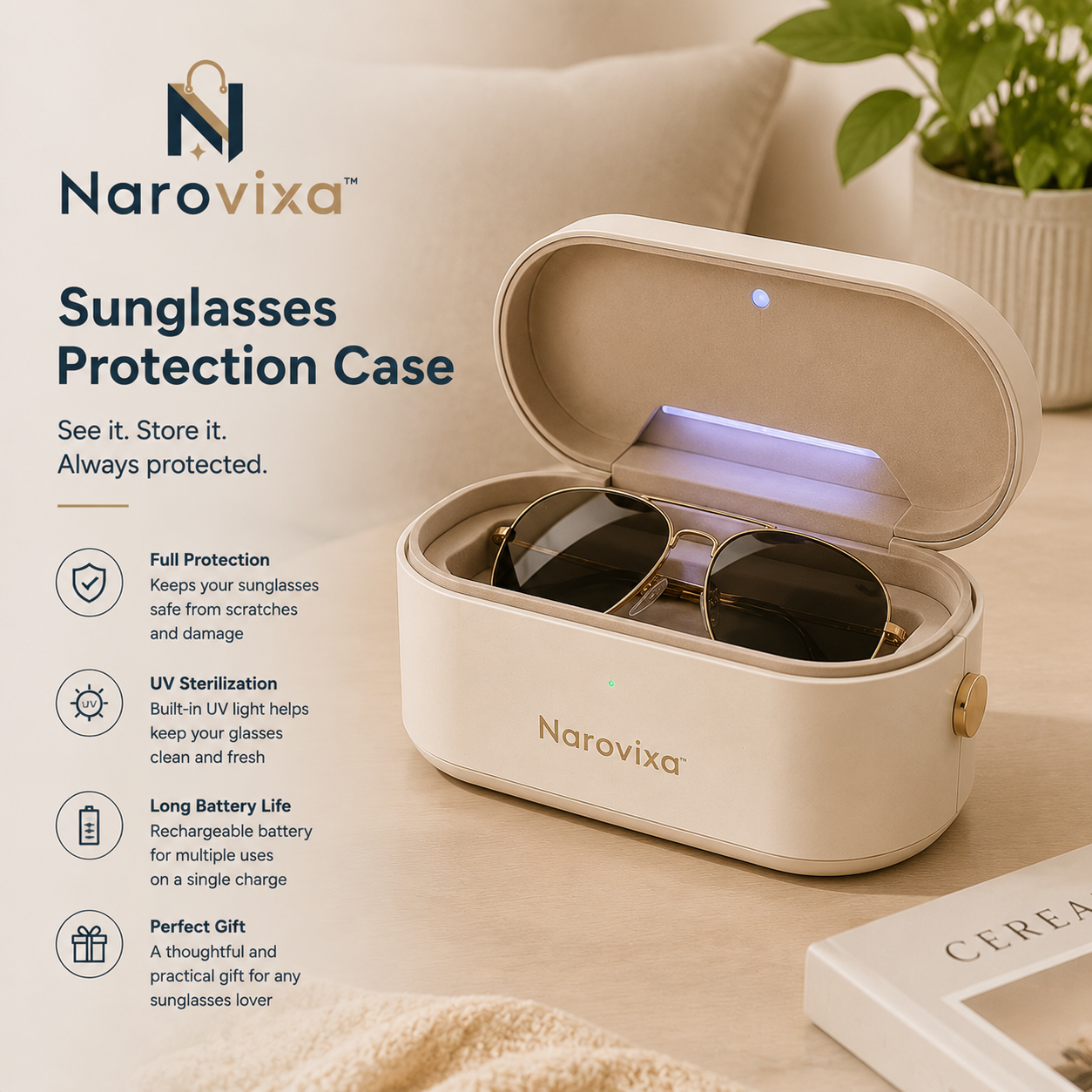 Narovixa™ VisionGuard Elite UV-Sterilizing Sunglasses Vault